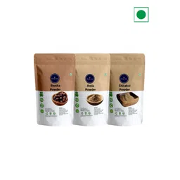 VEDICINE Set Of 3 Brown Amla Reetha Shikakai Powder For Hair Care - 100 g Each image 1