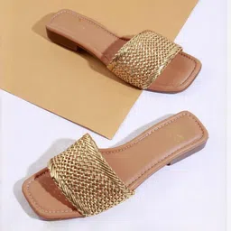 PLANET WALK Ethnic Embellished Open Toe Flats image 5