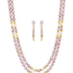 Sri Jagdamba Pearls Golden Necklace & Earring Set-picture-14