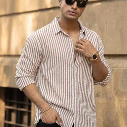 Powerlook Men Opaque Striped Casual Shirt image 2