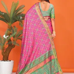 jayant creation Pink Silk Blend Patola Sarees image 2