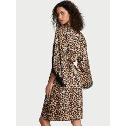 victoria's secret intimates Victoria's Secret Brown Very Sexy Satin Rose Lace-Trim Midi Robe with Belt image 2