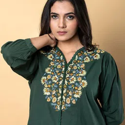 Readiprint Fashions Floral Embroidered V-Neck Top With Trousers image 5