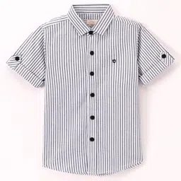 Jash Kids Half Sleeves Striped Shirt - Grey-image-91