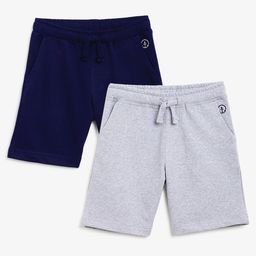 Campana  100% Cotton Terry Pack Of 2 Solid Shorts - Navy Blue & Grey-picture-31