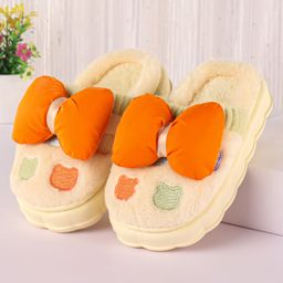 Oh! Pair Slip On Winter Shoes with Bow Applique - Cream-picture-0