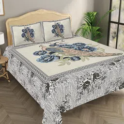 Bombay Spreads 100 Percent Cotton Gray Color King Size Bedsheet With 2 Pillow Cover 140 Thread Count-picture-28
