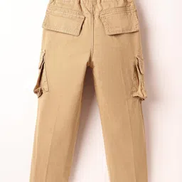 Olio Kids Cotton Woven Full Length Trouser With Cargo Pockets Text Print - Khaki image 2