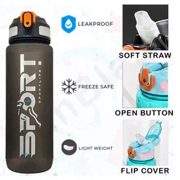 FunBlast BPA Free Sports Water Bottle Black  700 ML image 3