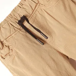 Olio Kids Cotton Woven Full Length Trouser With Cargo Pockets Text Print - Khaki image 3