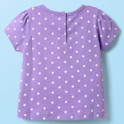 Babyhug Cotton Knit Half Sleeves T-Shirts with Floral & Polka Dots Print Pack of 3 - Pink White & Lavender image 3