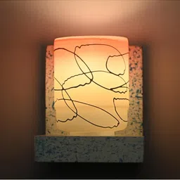 1ST TIME Orange & White Textured Wood Contemporary Cylinder Shaped Wall Lamp image 2