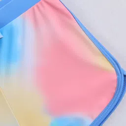 Pine Kids Full Raglan Sleeves Two Piece Swimsuit With Tie & Dye Print & Swimming Cap - Blue image 4