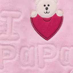 Mark & Mia Full Sleeves Winter Wear Hooded Romper With I Love Papa Text & Teddy Embroidery - Pink image 4
