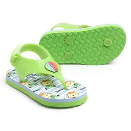 TOMSY CHOICE Teddy Bear Designed & Hot Air Balloon Applique Detailed With Velcro Closure Flip Flops - Green image 5