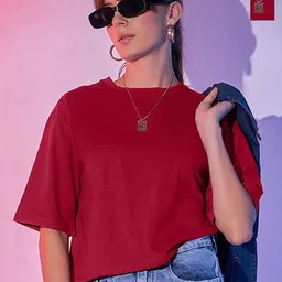 QIOA Pack Of 2 Round Neck Cotton Oversized T-shirt-picture-18