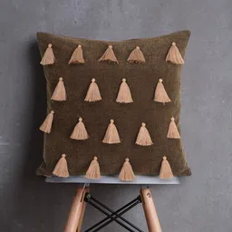 Mezposh Coffee Brown Set of Single Solid Square Cushion Covers image 1