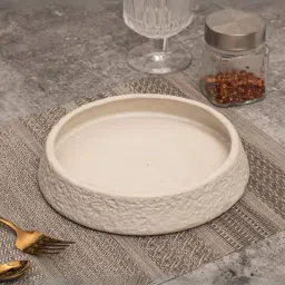 Smokey Cocktail White Stoneware Geometric Handmade Stoneware Platter image 3