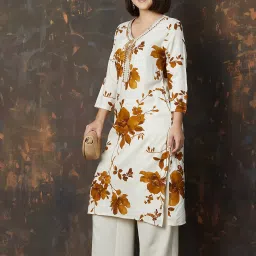 Melange by Lifestyle Women's Yellow Kurta image 3