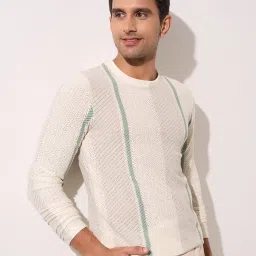 7 Alt by Pantaloons Beige Slim Fit Self Design T-Shirt image 3