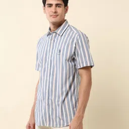 U.S. Polo Assn. Blue Cotton Regular Fit Striped Shirt image 3