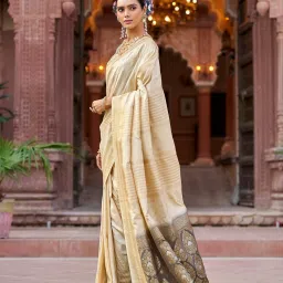 Elora Cream Woven Saree image 3