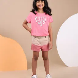 U.S. Polo Assn. Girls Coral & Beige Ombre Denim Shorts image 3