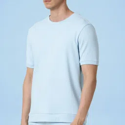 Rare Rabbit Blue Regular Fit Solid T-Shirt image 3