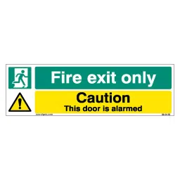 SUNSIGNS  Fire Exit Only, This Door Is Alarmed Signages Size 450x150 mm HP Print + Vinyl + Acrylic Sandwich, SN0158-image-7