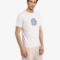 Rare Rabbit Off White Regular Fit Graphic T-Shirt image 3