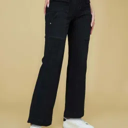 Life With Pockets Women's Black flared High rise Clean look Regular Stretchable Denim Jeans image 3