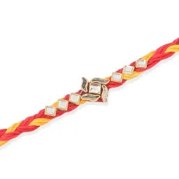 NVR Men Set of 3 Red & Yellow Kundan Studded Floral Design Thread Rakhi Combo image 3