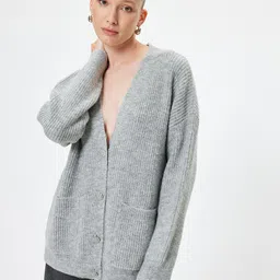 Koton Women Cable Knit Longline Cardigan-picture-22