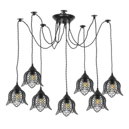 Homesake 7 Arms Spider Black Metal Adjustable DIY Lotus Pendant Light  (Bulb not included)-picture-14