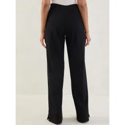 FEMMELLA Black Regular Fit Solid Formal Trousers image 2