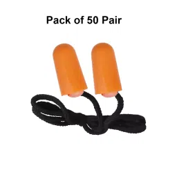 Bison Life Corded 37 dB Disposable PU Ear Plug Orange Polyurethane Foam, EP1112 (Pack of 50 Pairs) image 2
