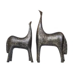 eCraftIndia Multicolor Polyresin  Golden Horse Decorative Statue image 3