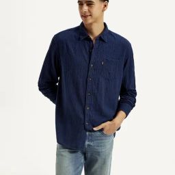 Levi's Navy Cotton Slim Fit Self Pattern Shirt-picture-42