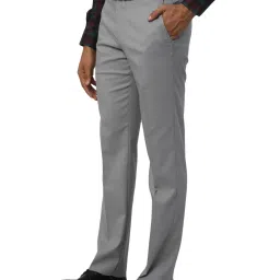 Park Avenue Grey Regular Fit Texture Trousers image 3