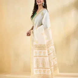 Fabindia Beige Printed Sarees image 3