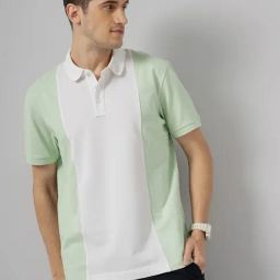 Celio Green Mint Cotton Regular Fit Colour Block T-Shirt-picture-4