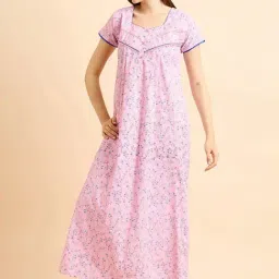 Sweet Dreams Pink Cotton Printed Night Gown-image-25