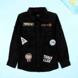 Kiddopanti Boys Black Cotton Printed Shirt-picture-31