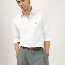 Andamen White Slim Fit Solid Casual Shirt-image-83