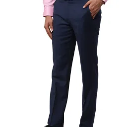 Park Avenue Blue Luxus Fit Texture Trousers image 3