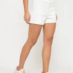 MADAME White Solid Shorts image 3