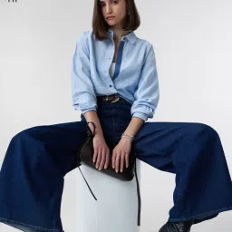 The Souled Store Sky Blue Loose Fit Shirt image 3