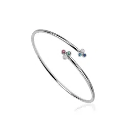 Ornate Jewels 925 Silver Rhodium Plating Round Multi Stone Lollipop Flexible Bangle for Women image 3