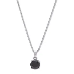 Zavya 925 Silver Eclipse Black CZ Elegance Rhodium-Plated Pending with Chain for Women image 3