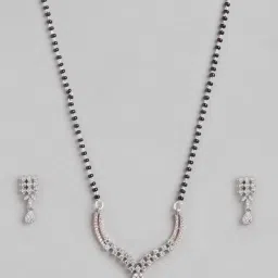 Zavya 925 Silver Harmony in Duality Dual Tone CZ Mangalsutra Set for Women image 3